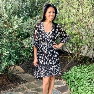 Cabi daisy slip dress with sheer flowy topper